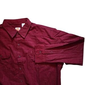 Timberland Chamois Maroon Flannel Long Sleeve Button Shirt Outdoor Wear Mens 2XL